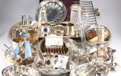 A LARGE COLLECTION OF SILVER-PLATE, including