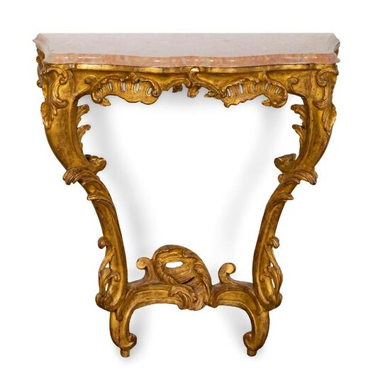 A Louis XV Style Carved Giltwood Console Height