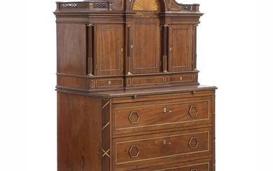 SOLD. A North German Louis XVI mahogany cabinet with storage for coins in the upper part. Gilt bronze mountings and handles. Probably Hamburg, late 18th century. – Bruun Rasmussen Auctioneers of Fine Art