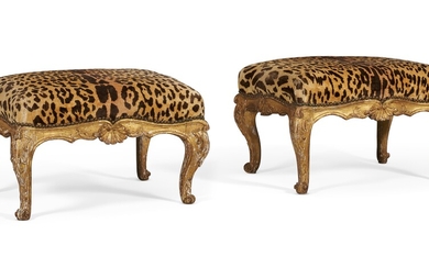 A PAIR OF NORTH ITALIAN GILTWOOD TABOURETS