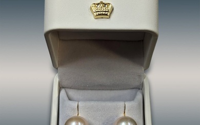 A Pair Of Very Fine 18K Gold 13.5 MM South...