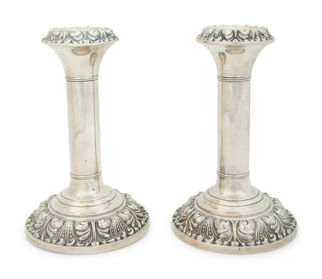 A Pair of English Weighted Silver Candlesticks