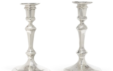 A Pair of George I Silver Octagonal Candlesticks, George Boothby, London, 1720, Britannia Standard