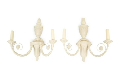 A Pair of Neoclassical Style White Two-Light Wall