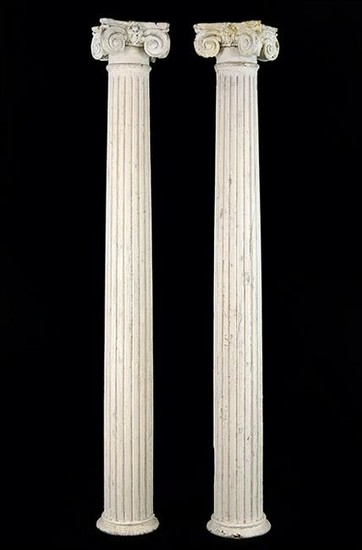 A Pair of Painted Wood Columns.