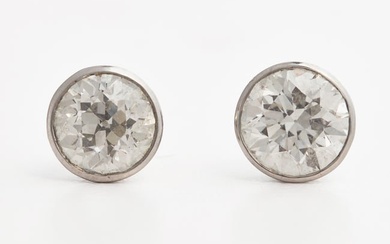 A Pair of Platinum and Diamond Stud Earrings