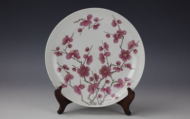 A Red Plums Flower Famille Rose Porcelain Plate
