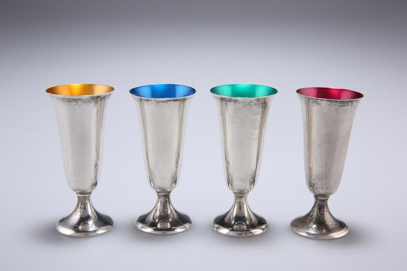 A SET OF FOUR AMERICAN GORHAM STERLING SILVER CORDIAL