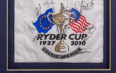 A SIGNED PIN FLAG FROM 2010 RYDER GOLF CUP...