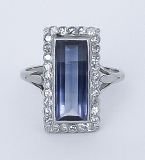 A Sapphire and Diamond Ring, Modern, 18ct white gold...