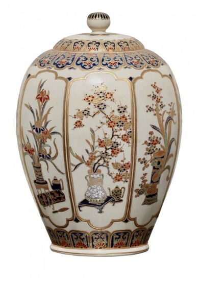A Satsuma Earthenware Vase and Cover