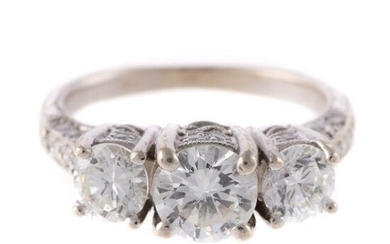 A Three Stone Diamond Ring in 14K