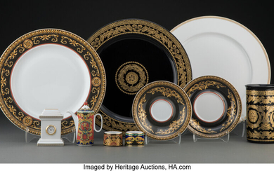 A Twenty-Six-Piece Medusa Pattern Versace for Rosenthal Partial Gilt Porcelain Service and Seventeen Assorted Versace for Rosenthal Porcelain Table Articles (late 20th century)