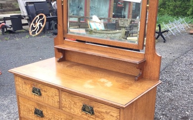 A Victorian burr oak dressing table by Robson & Sons...