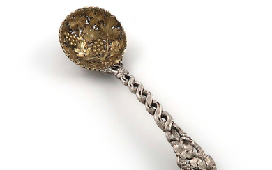 A Victorian silver pierced Vine pattern sugar sifting spoon
