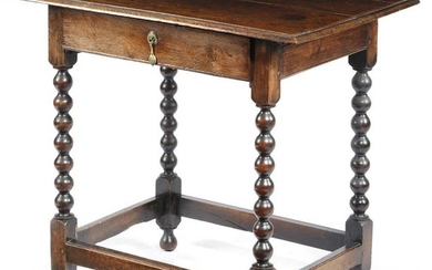 A WILLIAM AND MARY OAK SIDE TABLE LATE...