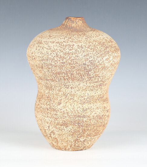 A Waistel Cooper studio pottery stoneware vase, Culbone, circa 1970, the rare double gourd shaped bo