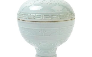 A White Glazed Porcelain Archaistic Stem Bowl and