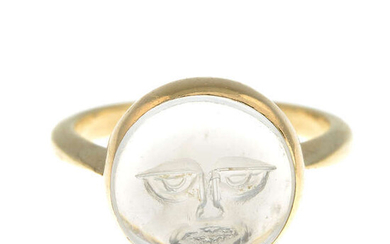 A carved moonstone dress ring, depicting 'Man in the Moon'.