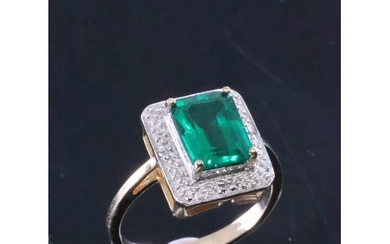 A diamond and gem set gold ring approx. 3 grams