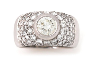 A diamond ring set with numerous diamonds weighing a total of app....