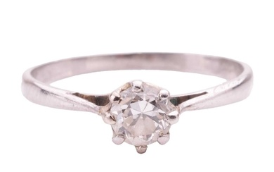 A diamond solitaire ring, set with a round old-cut diamond w...