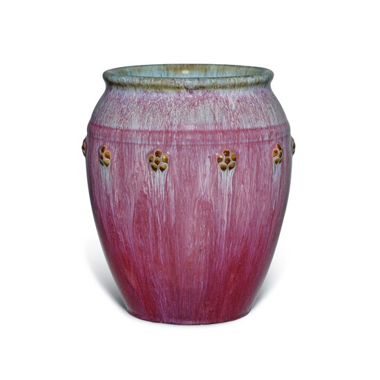 A fine and extremely rare flambé-glazed Jun-type jar, Seal mark and period of Yongzheng | 清雍正 窰變釉梅花紋罐 《雍正年製》款
