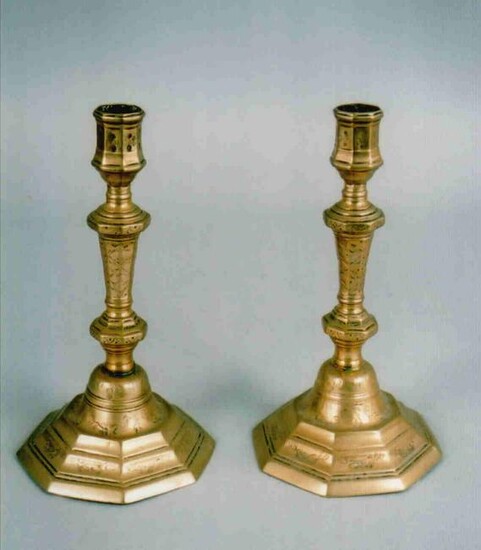 A fine pair of early 18th century French brass