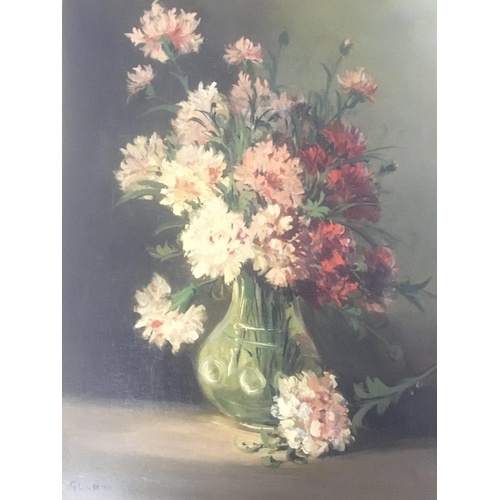 A framed still life oil painting flowers in vase signed lowe...