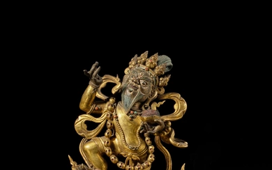 A gilt-copper alloy figure of Mahakala, Qing dynasty, 18th century