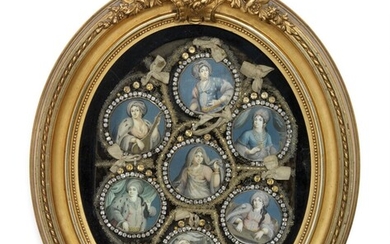 NOT SOLD. A group of 14 Moroccan miniature portraits in to frames. Gouache on ivory. 18th century. Each portrait 7 x 5 cm and diam. 5.5 cm. (2) – Bruun Rasmussen Auctioneers of Fine Art