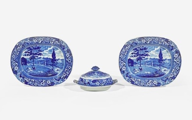 A group of ten Historical Blue Staffordshire tablewares with Philadelphia views, Joseph Stubbs and