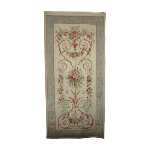 A large 19th century Aubusson entre fenetre tapestry wall pa...