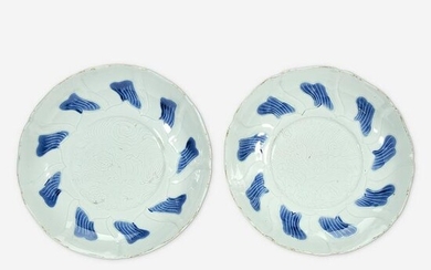 A pair of Chinese blue and white porcelain dishes