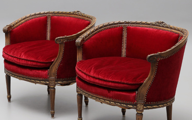 A pair of Gustavian style armchairs, 20th century.