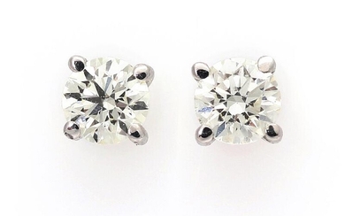 SOLD. A pair of diamond ear studs each set with a diamond weighing a total of app. 0.46 ct., mounted in 14k white gold. (2) – Bruun Rasmussen Auctioneers of Fine Art