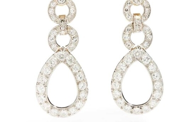 A pair of diamond pendent earrings, circa 1900