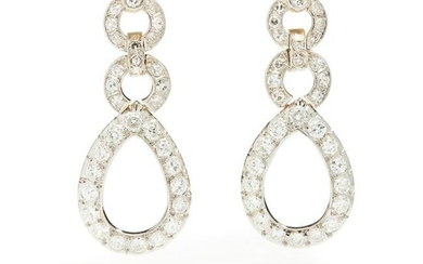 A pair of diamond pendent earrings, circa 1900
