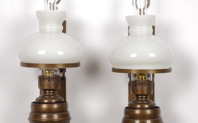 A pair of electric wall lamps, in the form of kerosene lamps, last quarter of the 20th century.