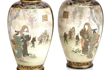 A pair of mirrored Satsuma vases