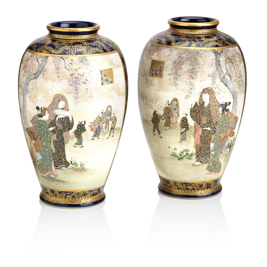 A pair of mirrored Satsuma vases