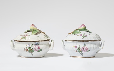A pair of oval Proskau faience tureens and covers