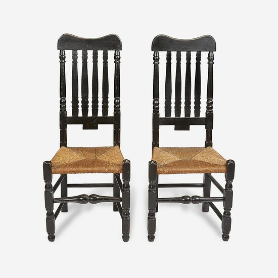A pair of painted bannister-back side chairs, New