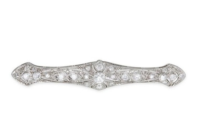 A platinum and diamond bar brooch
