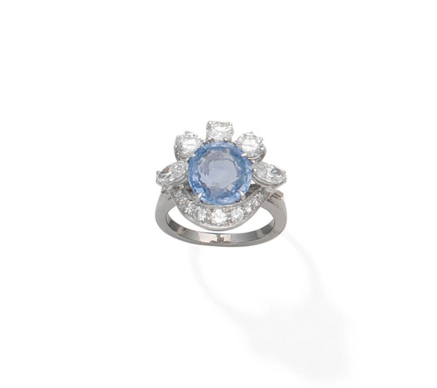 A sapphire and diamond dress ring