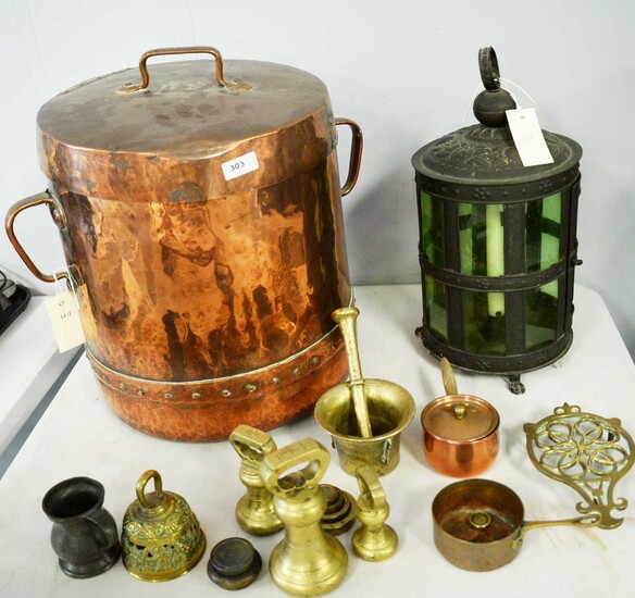 A selection of copper, brass and other items