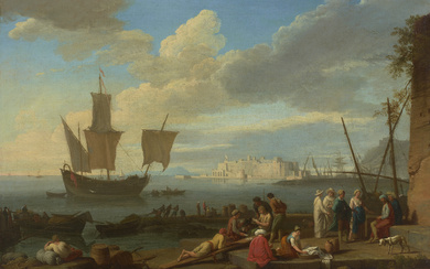 ADRIEN MANGLARD (LYON 1695-1760 ROME) The waterfront at Naples wit...