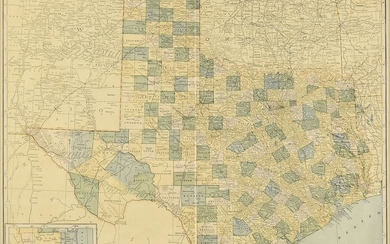 AN ANTIQUE MAP, "Map of Texas," DES MOINES, IOWA, CIRCA