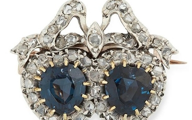 AN ANTIQUE VICTORIAN SAPPHIRE AND DIAMOND SWEETHEART