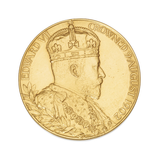 AN EDWARD VII GOLD CORONATION MEDALLION, LONDON, 1902
